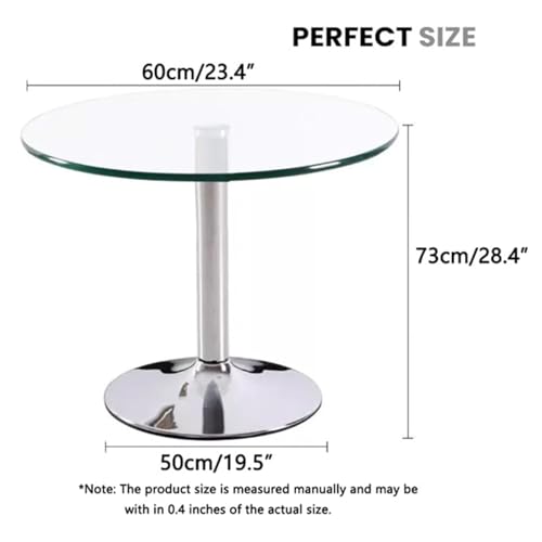 Image of 23.4 inch Round Glass Dining Table, Modern Circular, Sturdy Base and Perfect for 2-4 Seat, Bistro Style for Dining Room, Living Room, Balcony, Cafe