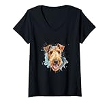 Photo Gallery donna colorato airedale terrier acquerello arte maglietta con collo a v Photo Gallery donna colorato airedale terrier acquerello arte maglietta con collo a v
