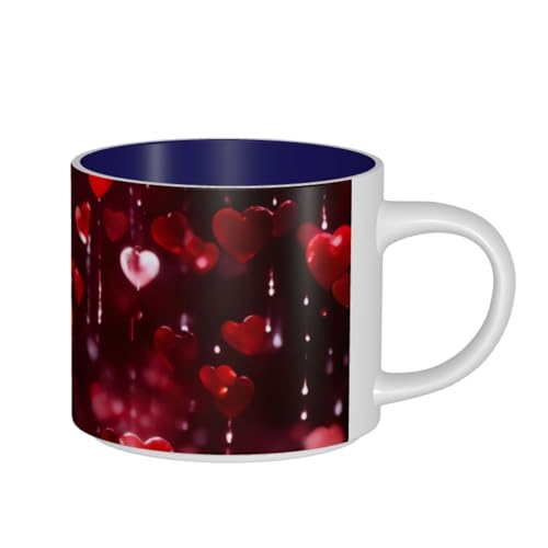 AYYQWE Tazas de cerámica con estampado de corazón abstracto de gran capacidad, para el hogar, oficina, regalos, cocinas, cafeterías, picnics al aire libre
