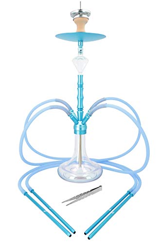 Smokezilla® MINYA 4S 4-Schlauch-Set Aluminium Shisha | Spitze Optik mit Shiny Clear Bowl und Diamond Molassefänger! (Sky…