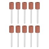 QUARKZMAN 10 Stück Montierte Schleifscheiben Konkave Köpfe, 10mm Metall Schleifbits mit Schaft für Drehwerkzeuge, Metallbearbeitung und Gravur, Braun