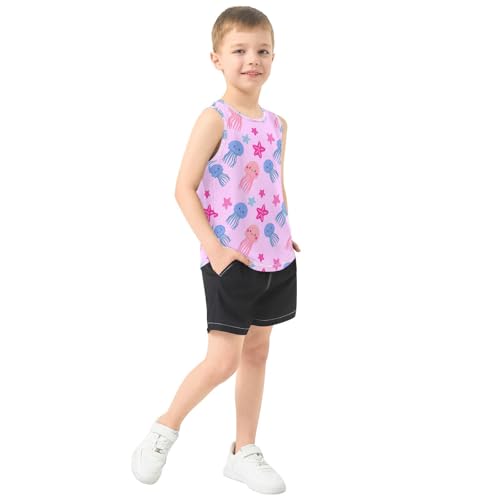 J JOYSAY Cute Jellyfish Starfish Light Boys Tank Top Sleeveless Muscle Shirts Quick Dry Kids T-Shirts 3-15T4