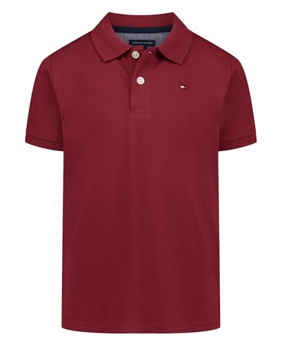 Tommy Hilfiger Camisa polo masculina manga curta Piqué Ivy, fecho de botão, macia e confortável, Syrah, G-GG