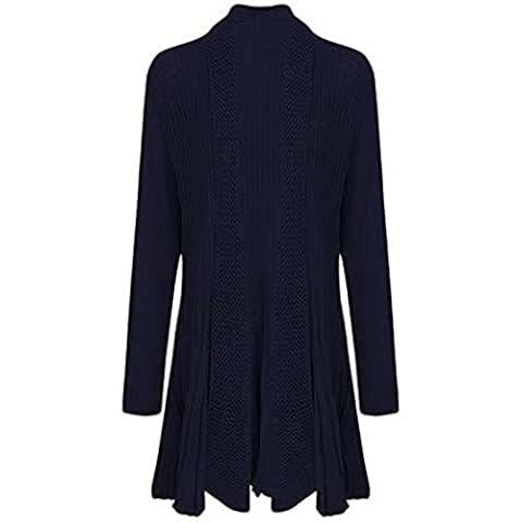 Ladies Open Front Crochet Knit Sweater Long Sleeve Boyfriend Cardigan Womens Plus Size Fashion Waterfall Cardigan Navy UK 24-26 Cover