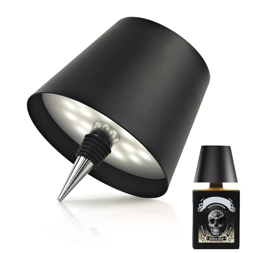 MU LIN Wiederaufladbare Flaschenlampe kabellose Tischlampe Touch-Steuerung 3 Farbtemperaturmodi dimmbar für Wohnzimmer Restaurant