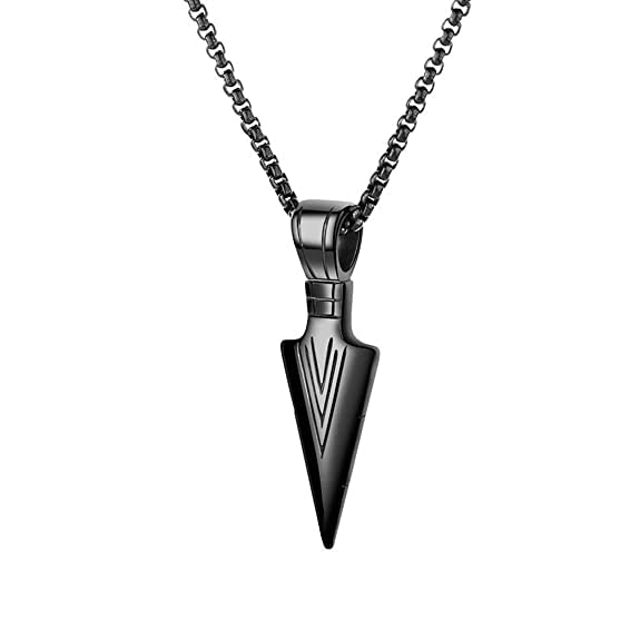 KRYSTALZ Mens Necklace Triangle Arrow Head Pendant Black Men Jewelry-Gift for Him Chain Pendant for Men Boys (B0B3JRBXFX) Amazon Price History, Amazon Price Tracker
