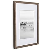 18x24 Picture Frame Walnut Wood - Matted for 12x18 Poster, Frames by EcoHome