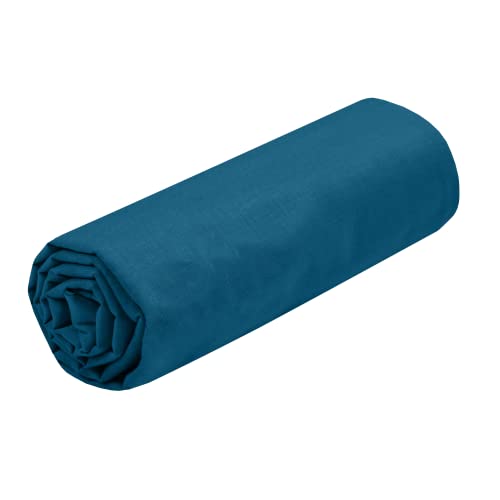 STOF - Drap Housse -Taille 140x190(200) cm Grand Bonnet 30 cm -100% Coton certifié Oeko-Tex - Couleur Pétrole -Modèle Eden - Linge de Lit pour Maison - Doux...