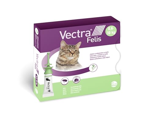 VECTRA Felis Antiparassitario per Gatti, 3 Pipette antipulci in soluzione Spot-on per gattini e gatti adulti, Trattamento e prevenzione pulci gatto