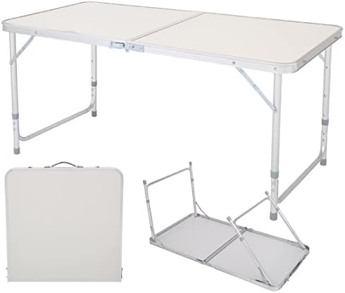 Kcelarec 4 Ft Outdoor Folding Camping Table,Portable Adjustable Height Lightweight Picnic Table, Aluminum Folding Table for Picnic, BBQ, Party, Beach