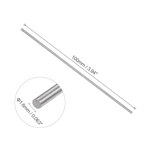 QUARKZMAN 5 Stück Runde Stahlmetallstangen, 1,6 mm x 100 mm Hochgeschwindigkeitsstahl (HSS) Drehbankstangenwerkzeug, für Wellengetriebe, Langweilmaschinen, Miniatur-DIY-Bastelarbeiten