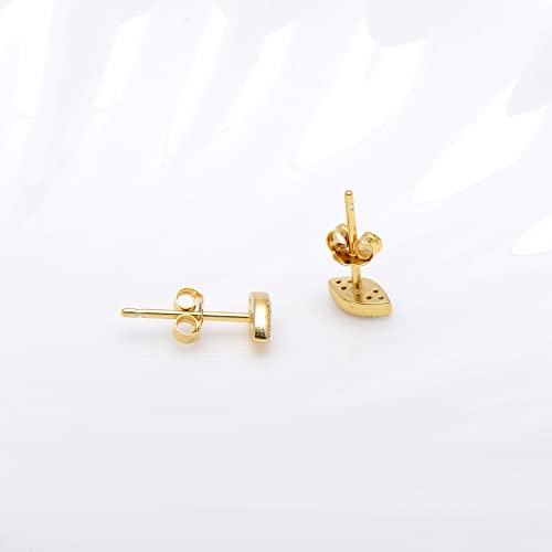 925 Sterling Silver Evil Eye Studs Tiny Cubic Zirconia Earrings For Women, Yellow Gold Plated #TOP2