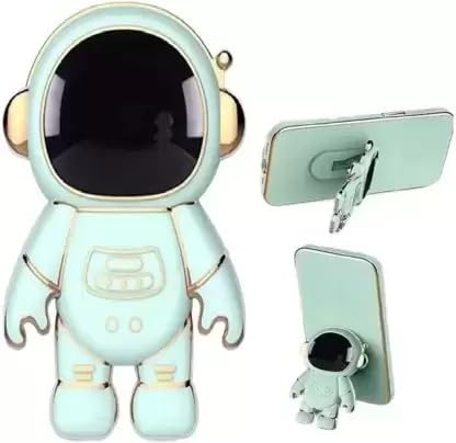 Prolet Cute Phone Stand Holder,Creative Astronaut Design Foldable Cell Phone Kickstand for Desk,Bling Creative Phone Ring Compatible All Phones and Tablets for Men & Woman-Cyan