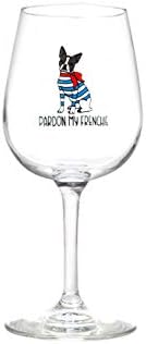 Drinking Divas Pardon My Frenchie Wine Glass - Stemmed 13oz Wine & Cocktail| For Dog & French Bulldog Lovers | Cute & Funny Gift for Mom, Wife, Sister, Bestie, Women | Christmas, Birthday Present