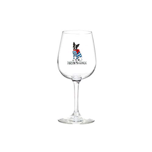 Drinking Divas Pardon My Frenchie Wine Glass - Stemmed 13Oz Wine & Cocktail| For Dog & French Bulldog Lovers | Cute & Funny Gift For Mom, Wife, Sister, Bestie, Women | Christmas, Birthday Present #TOP5