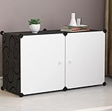 GenSDH Shoe Rack with Door,Shoe Storage Organiser,Modular Cube Shoe Cabinet for Space Saving,for Hallway Bedroom Entryway for All Kinds of Shoes Clothing,Removable Partition,3 Floors