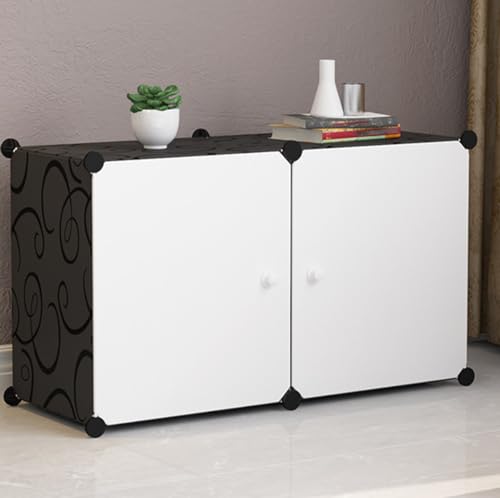 GenSDH Shoe Rack with Door,Shoe Storage Organiser,Modular Cube Shoe Cabinet for Space Saving,for Hallway Bedroom Entryway for All Kinds of Shoes Clothing,Removable Partition,3 Floors