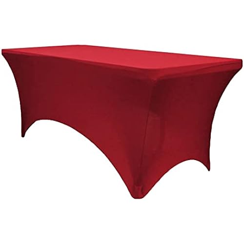 mds Pack of 1 Rectangular Stretch Spandex Table Cover 6ft Fitted Spandex Tablecloths for Wedding Decorations Table Toppers - Apple Red (6ft)