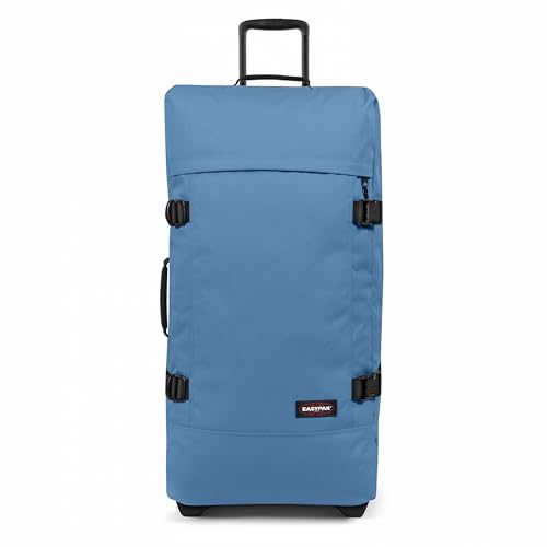 Image of EASTPAK Tranverz L - 121L Large Soft Sided Checked Luggage, Dual Compartments, TSA Lock, Compression Straps & Smooth Inline Wheels, Aviator Blue