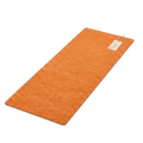 LFH Home Handmade Cotton Yoga Mat Cotton Rug For Exercise Workout Fitness - Perfect Heavy Quality Eco Friendly Natural Woven Reversible Yoga Mats for Men & Women - 72x26 Inch - Orange
