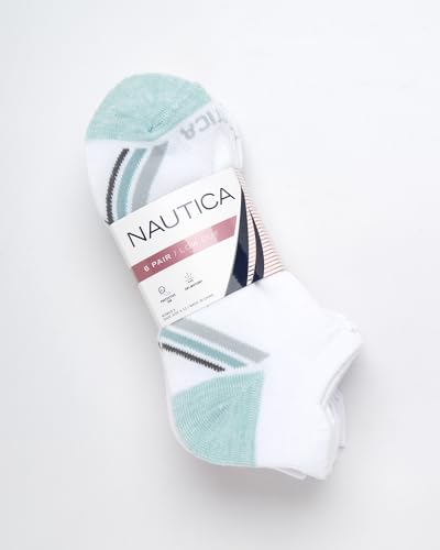 Image of Nautica Womens No Show Socks Moisture Wicking Low Cut Athletic Socks 6 Pack | Moisture Wicking Dri-Motion Fabric, Cushioned Key Areas, Banded Arch Support, No Show Low Cut, Shoe Size 4-10