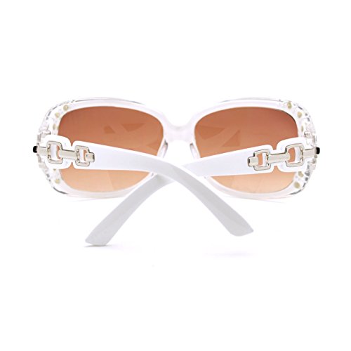 Womens Bifocal Lens Sunglasses Oversized Square Rhinestone Frame (White, 2.25)4