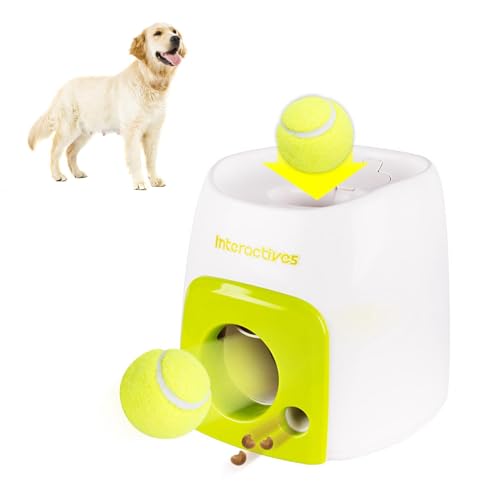 TITA-DONG Automatischer Hundeballwerfer, Interaktive Welpen-Haustierspielzeug-Apportiermaschine, Tennisballwerfer-Wurfspiel, Hundeballwerfermaschine für Große, Mittelgroße und Kleine Hunde