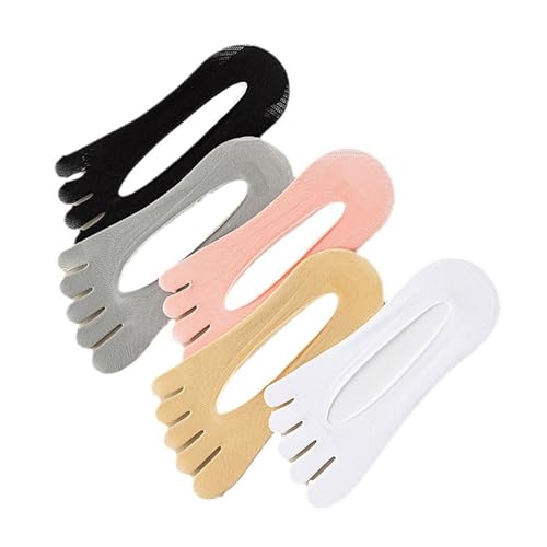 Qianly Five Toe Socks, Boat Socks, Breathable Ankle Toe Socks for Casual Ladies Girls, Black3