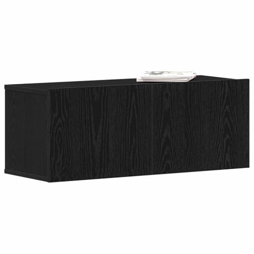 Meuble TV noir aspect chêne idéal pour optimiser un studio moderne