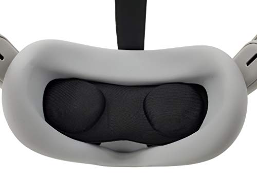 TNE Face Cushion Cover, Lens Pad, Thumbstick Caps for Oculus Quest 2 | Silicone Face Mask, Lens Dust Protector, Controller Thumb Grips Accessories for Virtual Reality Gaming VR Headset (White)