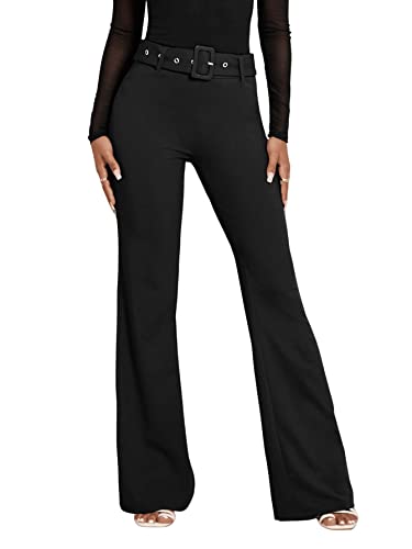 SweatyRocks Women's Casual High Waist Flare Wide Leg Pants