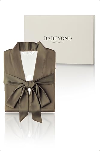 Image of BABEYOND Kimono Robe Cover up with Box Long Floral Satin Sleepwear Silky Bathrobe Bachelorette Robe