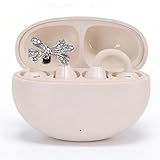 Dpofirs Auriculares Abiertos con Pendientes de Lazo, Cómodos y Ajustados con Clip, Auriculares Inalámbricos Bluetooth 6.0, Cancelación de Ruido (Color de Piel)