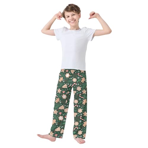 ZZXXB Gingerbread Candy Canes Boys Long Pants Soft Trousers Elastic Waist Kids Lounge Bottoms with Pockets S-XL2