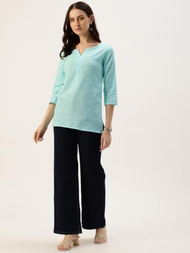 Image of Elegant Short Kurti for Women - 3 /4 Sleeves | Round Neck | (S to XXL)