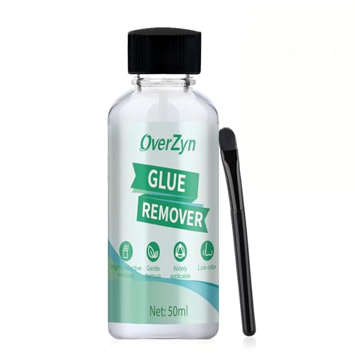 OverZyn Super Glue Remover Glue Remover Adhesive Remover with Simple Brush Cap Applicator Fast Dissolving Gentle Formula DIY Suitable for Materials Such as Metal Plastic Wood and Glass 50ml