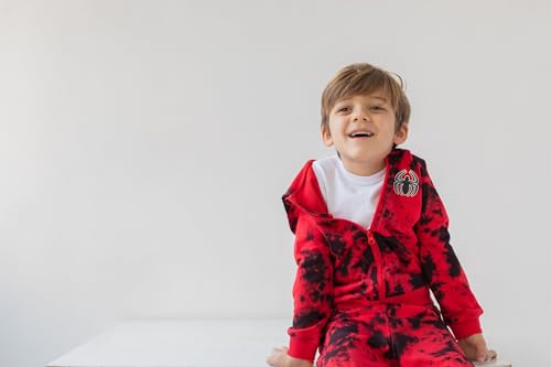 Image of Marvel Spider-Man Tie Dye French Terry Zip Up Hoodie Graphic T-Shirt Pants Infant to Toddler