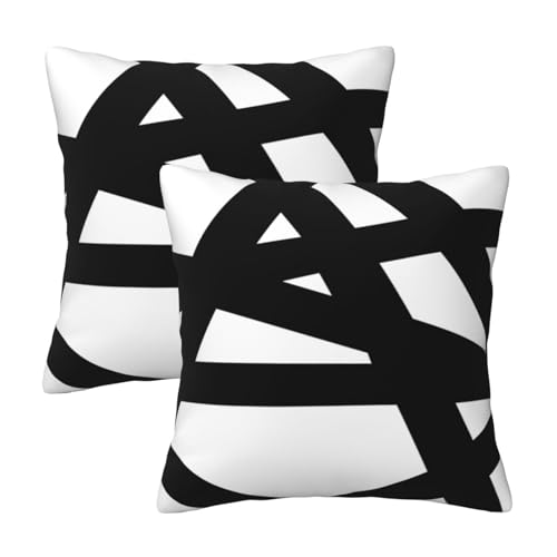 Black and White Throw Pillow Covers 18x18 Inch Set of 2 Abstract White and Black Striped Farmhouse Decorative Pillowcases Modern Striped Cushion Covers for Sofa Living Room Bed Outdoor Home Decor