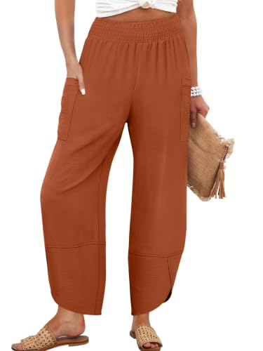Image of ANRABESS Womens Wide Leg Palazzo Capri Barrel Pants