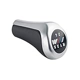 Color: negro y plateado. CFUSMOTO Pomo para palanca de cambios de cuero de 5 velocidades para BMW Serie 1, 3, 5, 6, E61, E65, E81, E90 M