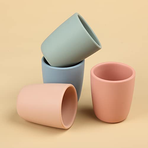 Aulege Silicone Toddler Cup, 2 Pack Bpa Free Silicone Drinking Training Cup For 6 Months+ Babies, 4 Fl. Oz Tiny Open Cup For Infants (Blush, Duaty Lilac #TOP4