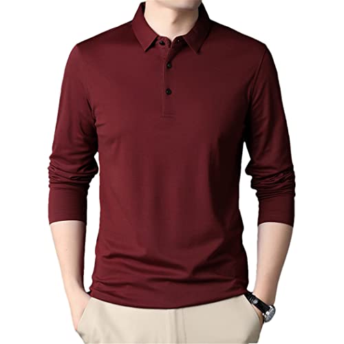 Polo homme manches longues rouge slim fit business casual taille XXL