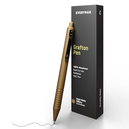 Everyman Grafton Super Matte Full Click Refillable Ballpoint Pen  Military | Durable EDC Writing Tool with Deep Grip | Smooth 0.7mm Ink Flow for Daily Use, Notes, Journaling, and Office Essentials