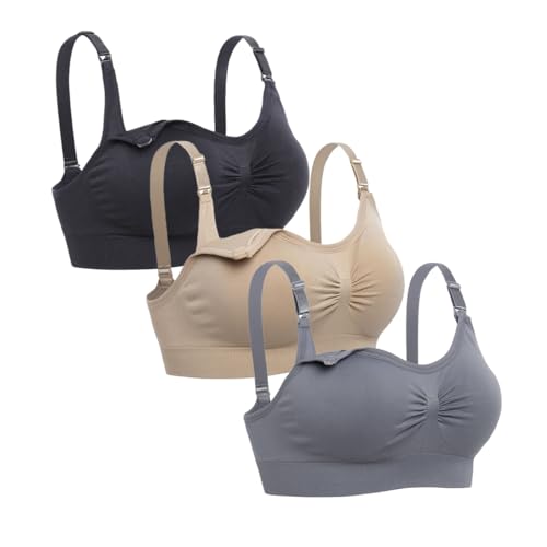 Astrélie Seamless Nursing Bra for Women Ultra Soft Wireless Maternity and Postpartum Sleep Bra Breastfeeding Bra with Removable Pads Pack of 3