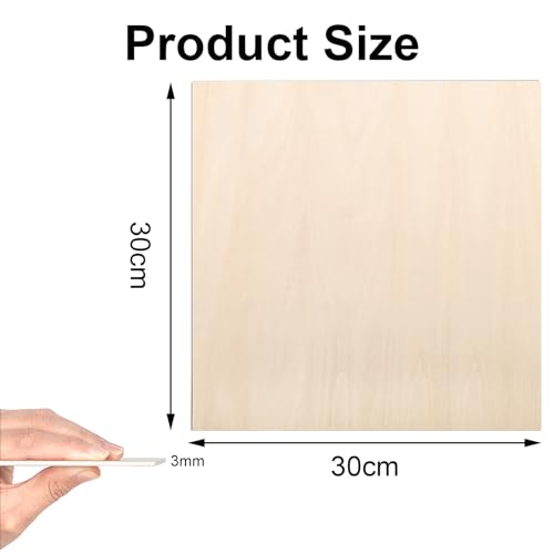 Linde Sperrholz 3mm, 30 x 30 cm, für DIY, Laserbearbeitung, Brandmalerei, Modellbau, Deko, Gemälde
