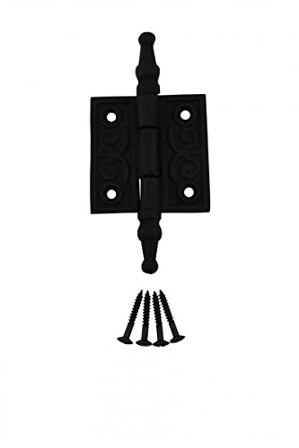 Renovators Supply Manufacturing Cabinet Door Hinge 2 In. Black Wrought Iron Butt Hinge Victorian Steeple Tip Flush Mount Hinges With Hardware, Pack Of 6 #TOP3