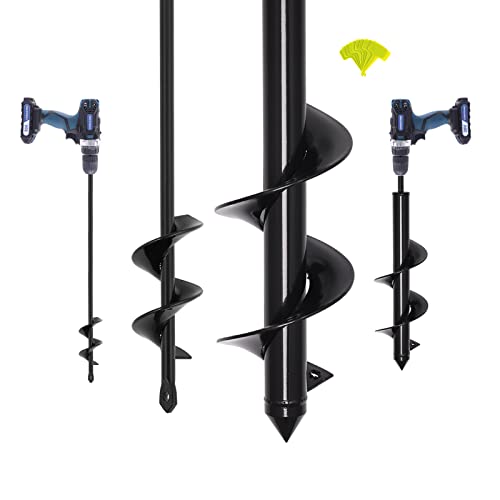 Comoware Garden Auger Spiral Drill Bit Set- 3'' X 12" And 1.6'' X 9" Rapid Planter For 3/8” Hex Drive Drill - For Tulips, Iris, Bedding Plants And Digging Weeds Roots, Post Hole Diggers #TOP22
