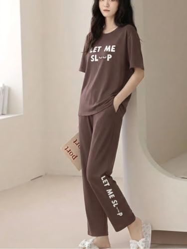 Image of SMOWKLY Women's Premium Cotton Blend Cute Print Two Piece Pj Sleepwear