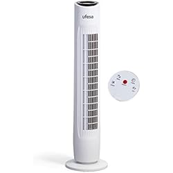 Ventilador Ufesa Tw1500 Ufesa TW1100 Ventilador de Torre, 45W, Mando a Distancia, 3 Velocidades, Temporizador 2h, Oscilación Izquierda/Derecha