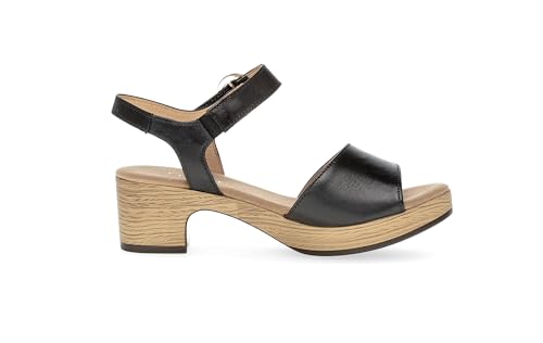 Gabor Damen Riemchensandalen, Frauen Sandalen,Sommersandalen,Sommerschuhe,Freizeitschuhe,offene Schuhe,schwarz(go/S.Holz),37 EU / 4 UK